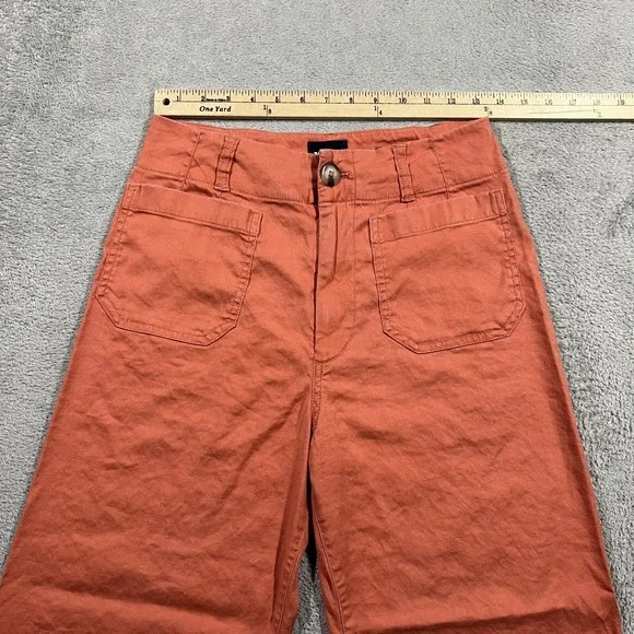 Maeve Pants Womens 27 The Colette Wide Leg Patch Pockets High Rise Cropped Linen - Picture 4 of 14